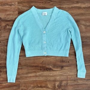 Aritzia Wilfred Light Blue cropped cardigan